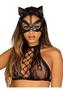 Leg Avenue Vegan Leather Studded Cat Mask - O/s - Black
